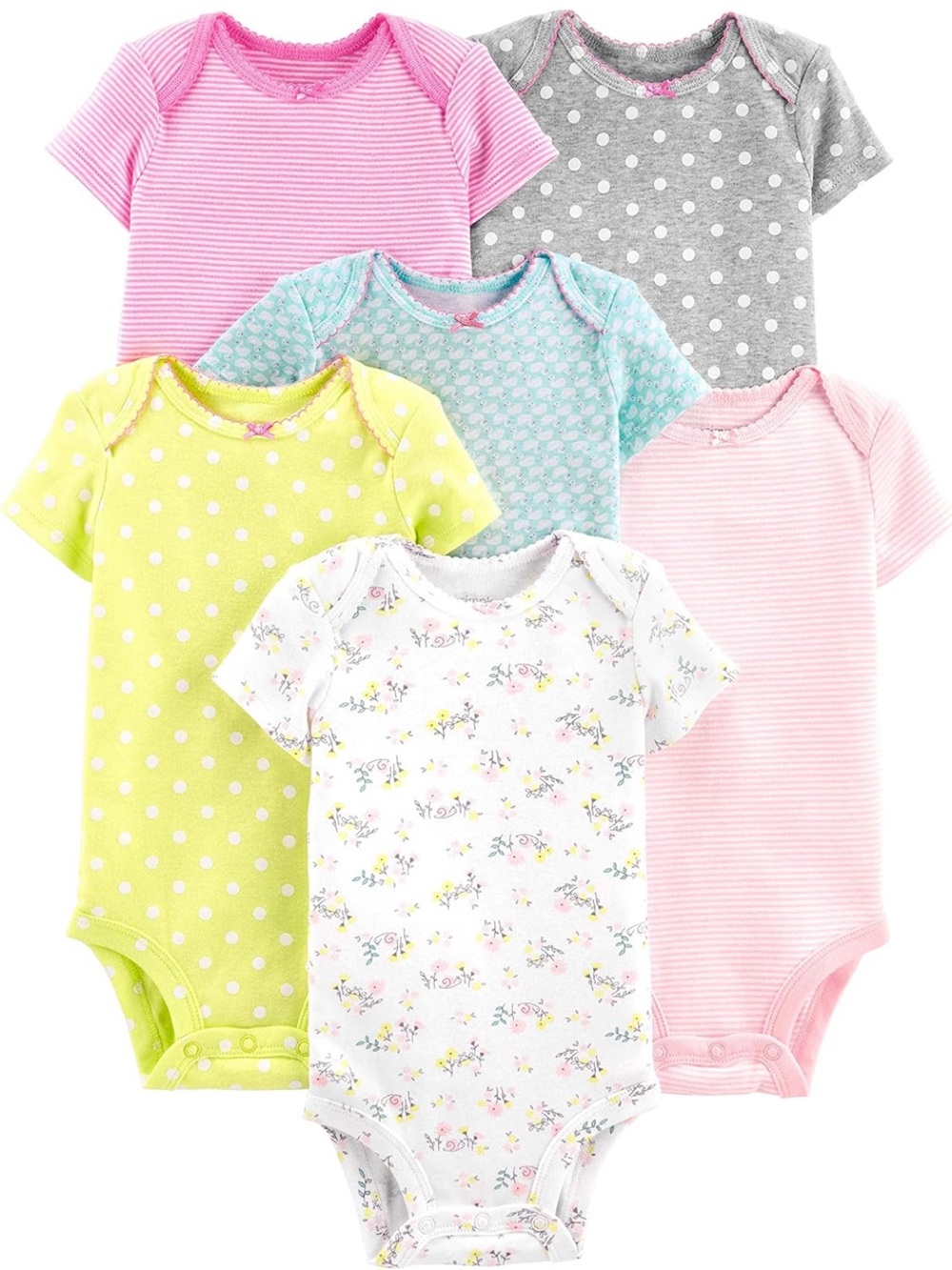 Carter's Baby Girls Multi-Color Short Sleeve Bodysuit 6-Pack